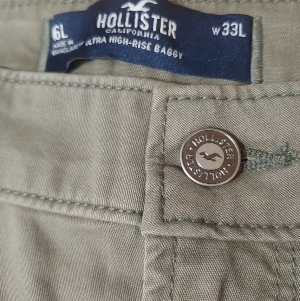 Hollister Ultra High Rise Baggy Dad Cargo Pants Woman 16 Long Drab Green Grunge - Picture 4 of 8